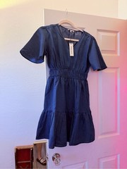 NWT Speed Limit Denim Blue Flutter Sleeve Mini Dress | Size Medium