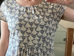 Seasalt Carnmoggas Jersey Dress Sailing Boat Print Size M