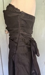 Vera Wang Maids Black Strapless Tiered Satin Long Gown Dress 8/10