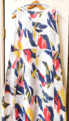 Rosemarine Made in Italy Colorful Paint Brush 100% Linen Dress Women&rsquo;s L