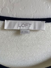 LOFT Wool Blend Striped Navy & Cream Sweater Dress Size Medium