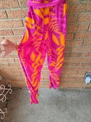 AnyBody Wide-Leg Faux-Wrap Vacation Jumpsuit in Fuchsia Tropical Print🌴