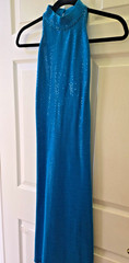 St. John Knits « Couture » Turquoise Halter Top Midi Dress Size 6