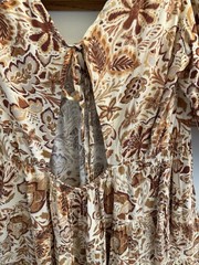 Brown Leaf Pattern Tiered Dress By “olivaceous” Size M EUC