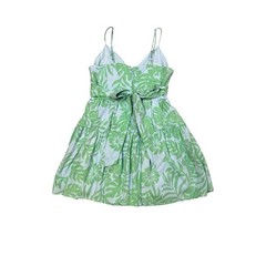 Trixxi Tropical Floral Mini Dress Green White Tie Back Sundress Women&rsquo;s Medium