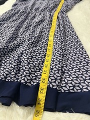 Gap Sheer Lavender Overlay Navy Lining Women Size Small Short Sleeve Fit Flare