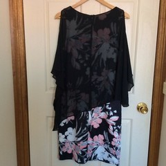 TEABERRY ANGLE CHIFFON OVERLAY WITH PINK/GREY FLORAL DRESS SIZE 8