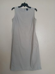 Eileen Fisher Dress Small Midi Cotton Minimalist Classic Neutral Sheath VTG