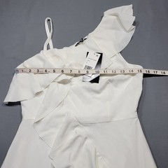 Shift Asymmetrical One-Shoulder Mini Dress Women Size Medium Cream Ivory Ruffles