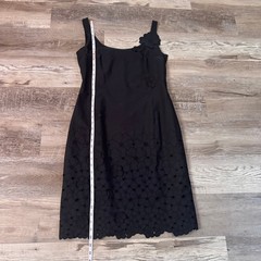 AKRIS Punto Navy Floral Eyelet Midi Dress Sleeveless Quiet Luxury Minimalist 8