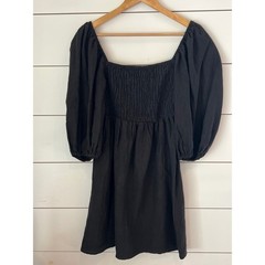Tuckernuck 100% Linen Blk Annie Mini Dress XS quiet luxury old money cottagecore