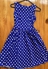 Bo fly yang Size S Blue Polka Dot Dress Sleeveless Spring Picnic