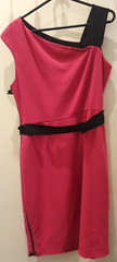 Roksanda Ilincic Asymmetrical Pink & Black Pencil Fitted Dress UK 16, EU44 US 12