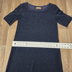 FALCONERI Knit Dress Navy Blue Sparkle Short Sleeve Made in Italy Size Small