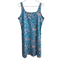 Columbia PFG Freezer Tank Dress Short Womens Sz XL Tropical Hawaiian Print Blue