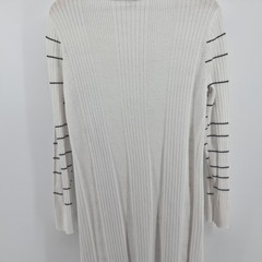 Cabi Womens Sz L Ribbed Knit Striped Button Front Duster Cardigan Sweater Layer