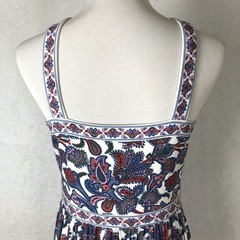 BODEN Paisley Halter Maxi Dress Pockets D0173 US 8R UK 12R Red Blue Cross Front