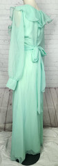 Vintage 60&rsquo;s 70&rsquo;s Maxi Dress Ruffle Waist Tie Prom Wedding Guest Formal MOD S