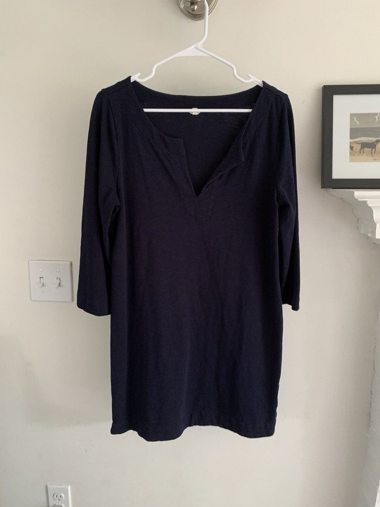 J Crew New Size M Navy Midweight Cotton Tunic Dress 3/4 Sleeve New No tag