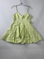 FREE-EST Tan Lines Stretch Linen Mini Dress Women&rsquo;s Size XS Lime Cream