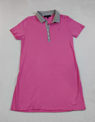 Tommy Hilfiger Women&rsquo;s Size Large Pink Short Sleeve Polo Dress Striped Collar