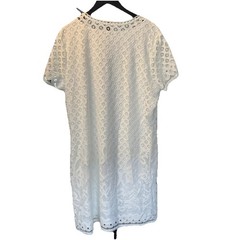 Isaac Mizrahi Live Women’s Lace Stretch Sheath Dress White Short Sleeve XL
