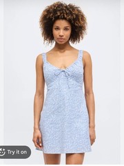 NWT Best Seller Abercrombie & Fitch Bra-Free Tie-Front Linen-Blend Mini Dress