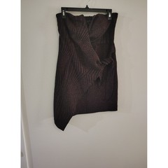 Trixxi Womens Strapless Asymmetrical Metallic Glitter Cocktail Dress Black Pink