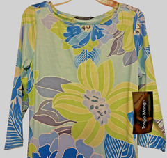 Tango Mango, NWT Mint/Blue/Lime/Lilac/Gry Graphic Floral Dress, Medium, Ret $125