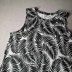 St Johns Bay Womens XXL Green Tropical Palm Leaf Cotton Sleeveless Pocket Dress