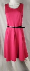 Worthington Hot Pink Belted Classic/Old-Money/Retro-Preppy Fit-Flare Dress XL