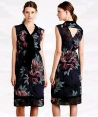 Maeve Anthropologie Brelin Floral Print Cutout Back A-line Dress XS