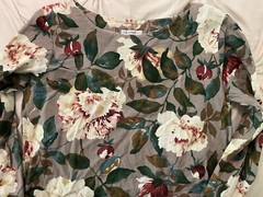 Cellabie Linen XL Floral Tunic Top Short Dress Tan Beige Brown White Green Red