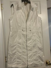 Soft Surroundings White Sleeveless Zip Front Dress