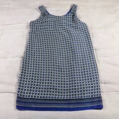 Lila Rose White Blue Size 6 Geometric Lined Boho Chic Sleeveless Shift Dress