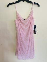 NWT Trixxi Women&rsquo;s Pink Mesh Beaded Sequin Slip Dress Short Spaghetti Strap M