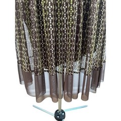 London Times Brown Geometric Print Halter Dress Beaded Empire Waist Size 8