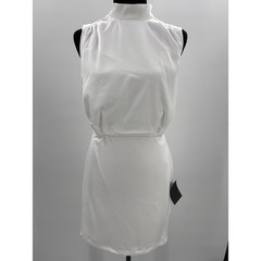 Lulus Classic Elegance White Satin Mock Neck Sleeveless Mini Dress Small NWT
