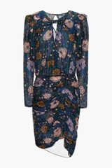 Veronica Beard Peppa wrap-effect ruched floral-print Silk Dress 10 #D6250