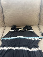 LUCKY BRAND Black & White Tie-Dye Sleeveless Gathered Waist Dress, 2X/XXL, NWT!