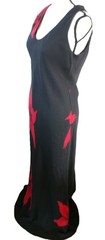 Y2k Black Floral Maxi Dress 12 Chiffon Big Red Flowers Fairygoth Whimsigoth Vamp