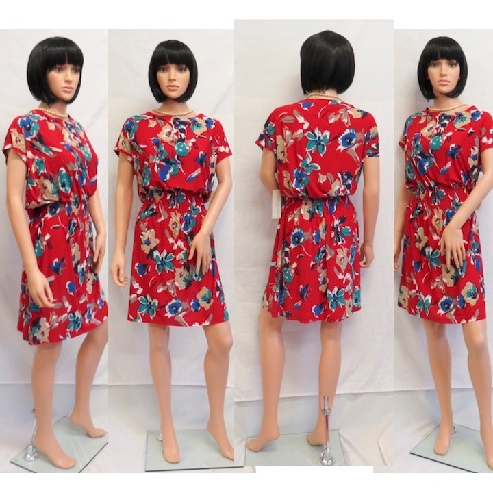 EVAN-PICONE « Between the Lines » Summer Red Flower Dress 12 NEW