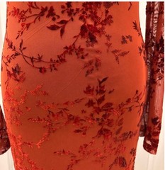 NWT Bodycon Maxi Dress L Cut Out Back Sheer Overlay Floral Wedding Guest Event