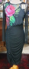 Michal Negrin Sexy Sculpt Black Dress w Big Flowers NWT Size « M »