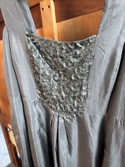 Eileen Fisher Large/XL Sleeveless 100% Silk Lined Dress Smoky Grey 40” Long EUC