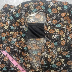 Pie In The Sky Fitted Mini Dark Floral Sheer Overlay Long Sleeve Dress Women’s S