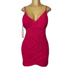 Do Be Pink Textured Lined Sleeveless Dress Juniors Size L Adjustable Straps $78