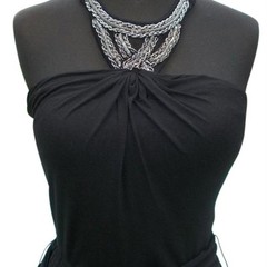 Cache Black Halter Ruched Embellished Hi Low Stretch Event Night Dress $168 NWT