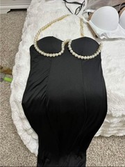 NEW – Elegant Faux Pearl Embellished Bustier Mermaid Dress, Size M