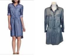 GLORIA VANDERBILT Ashleigh Casual Denim Chambray Dress Size S Everyday Travel